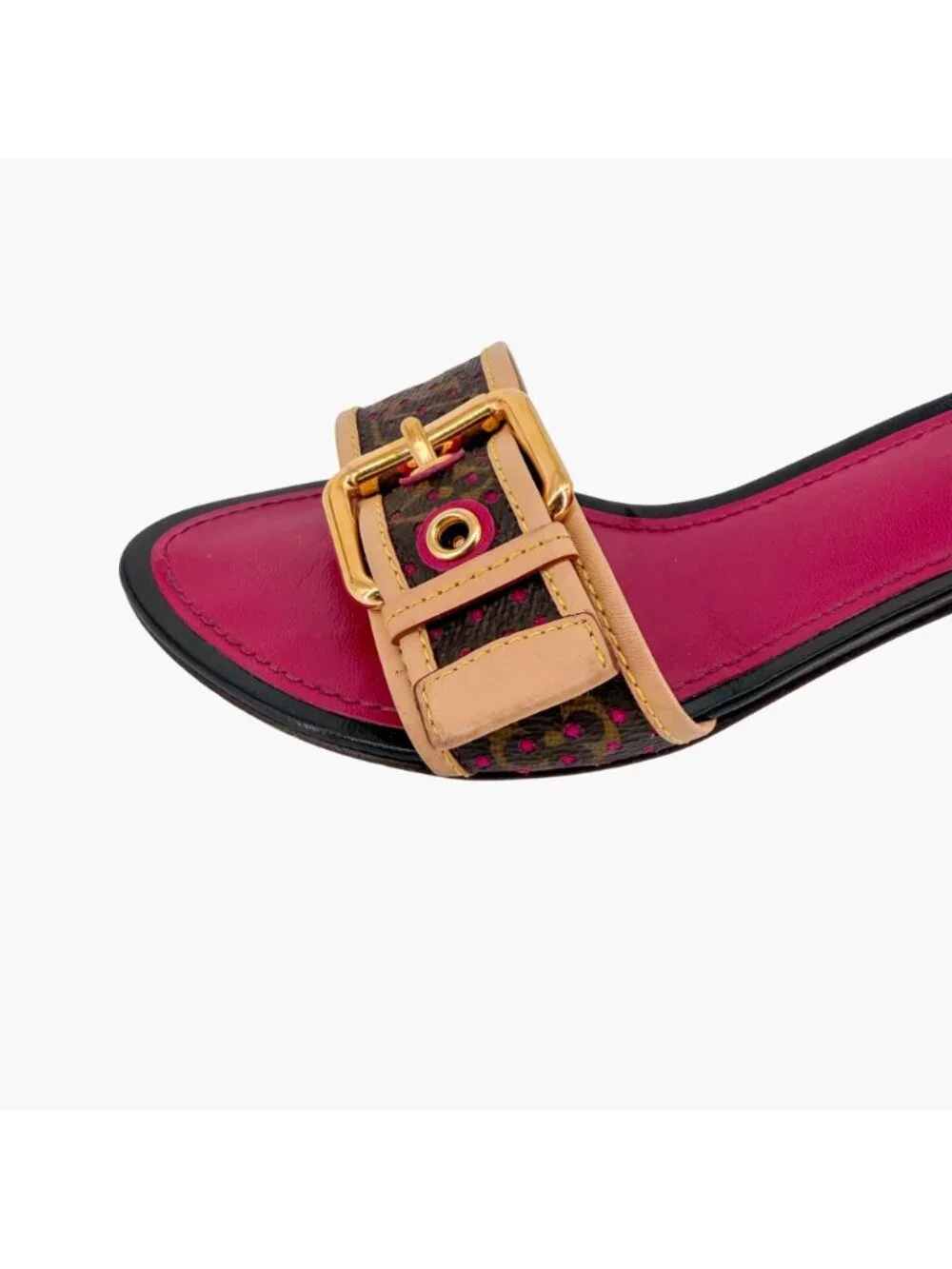 Louis Vuitton Vintage LV Kitten Mule Sandals Brown Size 36.5 US 6.5 Women's
